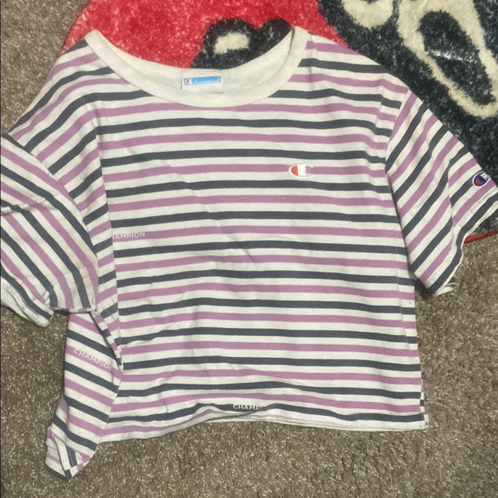 Champion Purple and White Short Sleeve Tee